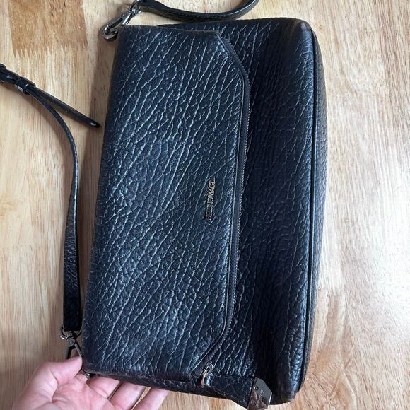 Bruno Magli Black Pebbled Leather Chain Purse Small Clasp Quality Old Money - Picture 3 of 13